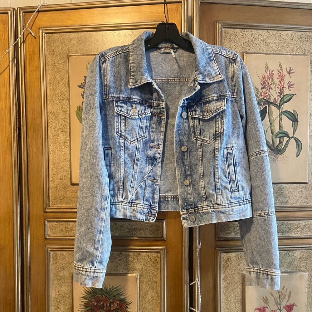 Free People Light Blue Denim Trucker Jacket